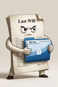 Cartoon Will holding 401K folder